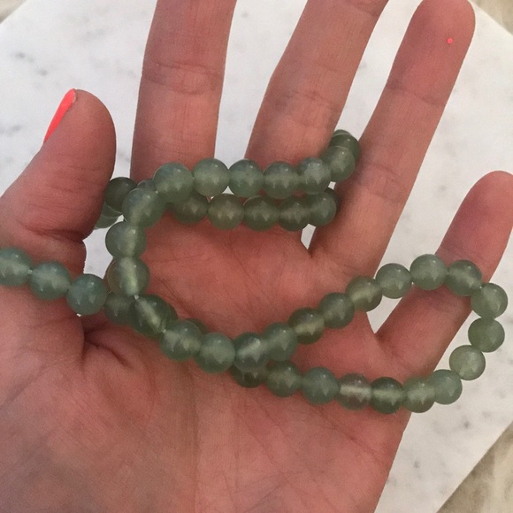 Green handmade jade beaded 15” necklace authentic Chinese - Picture 3 of 5